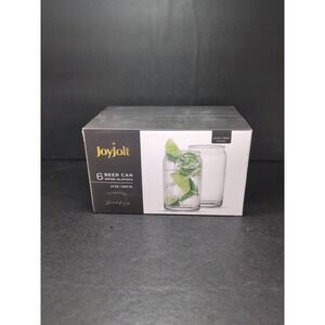 JoyJolt 16oz Can Shaped Glass Cups, Durable‎ Drinkware Set, 6 Pack, Glassware